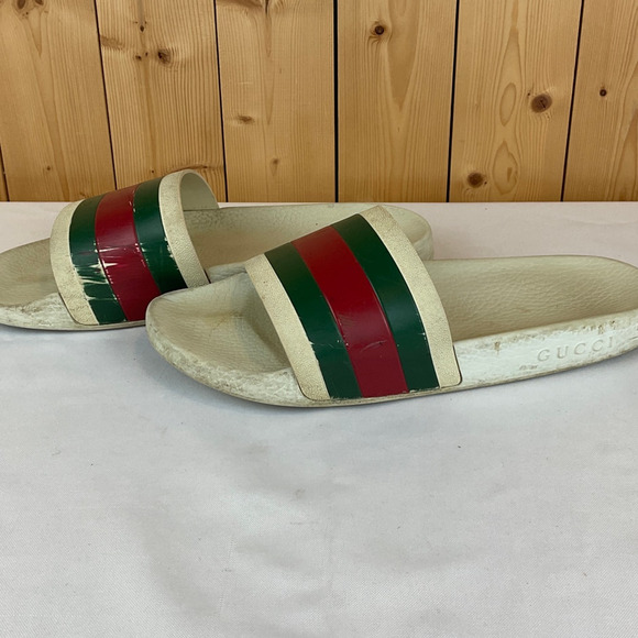 Gucci Pursuit 72 Slides, White/Red/Green - *EST* Size 8 or 9 Men\'s